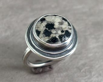 Size 7, Rare Astrophyllite Sterling Silver Ring, Artisan Jewelry