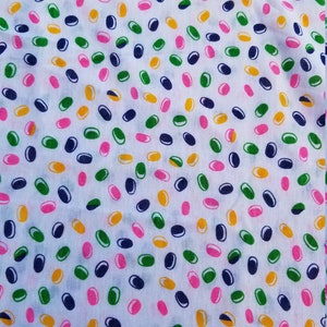 Vintage Fabric/Material, Brightly Colored Jelly Bean Print, Yardage, Sewing, Quilting, Craft, Art Project, Patterned 48&quot;x 40&quot;, Candy Print