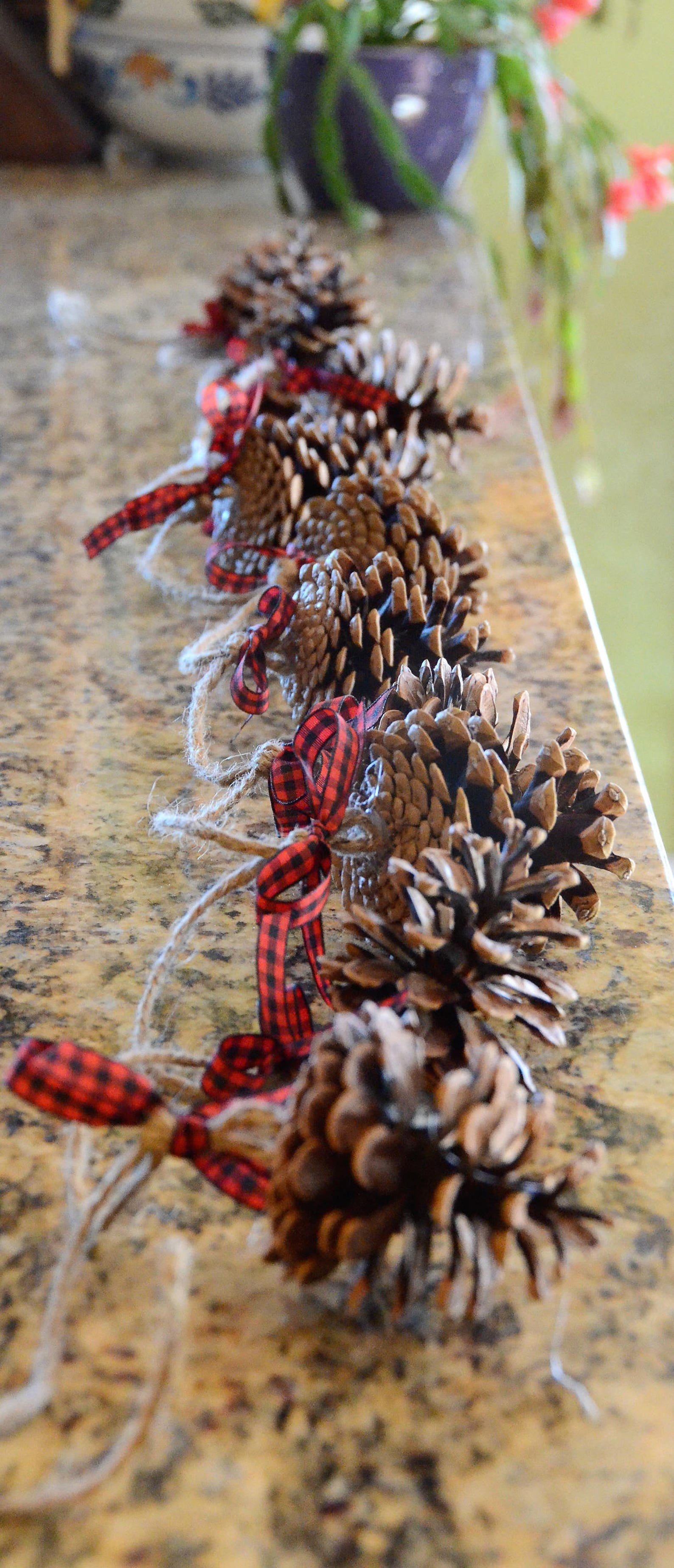 Pine Cone Buffalo Plaid Ribbon Garland 6' or 9' Etsy