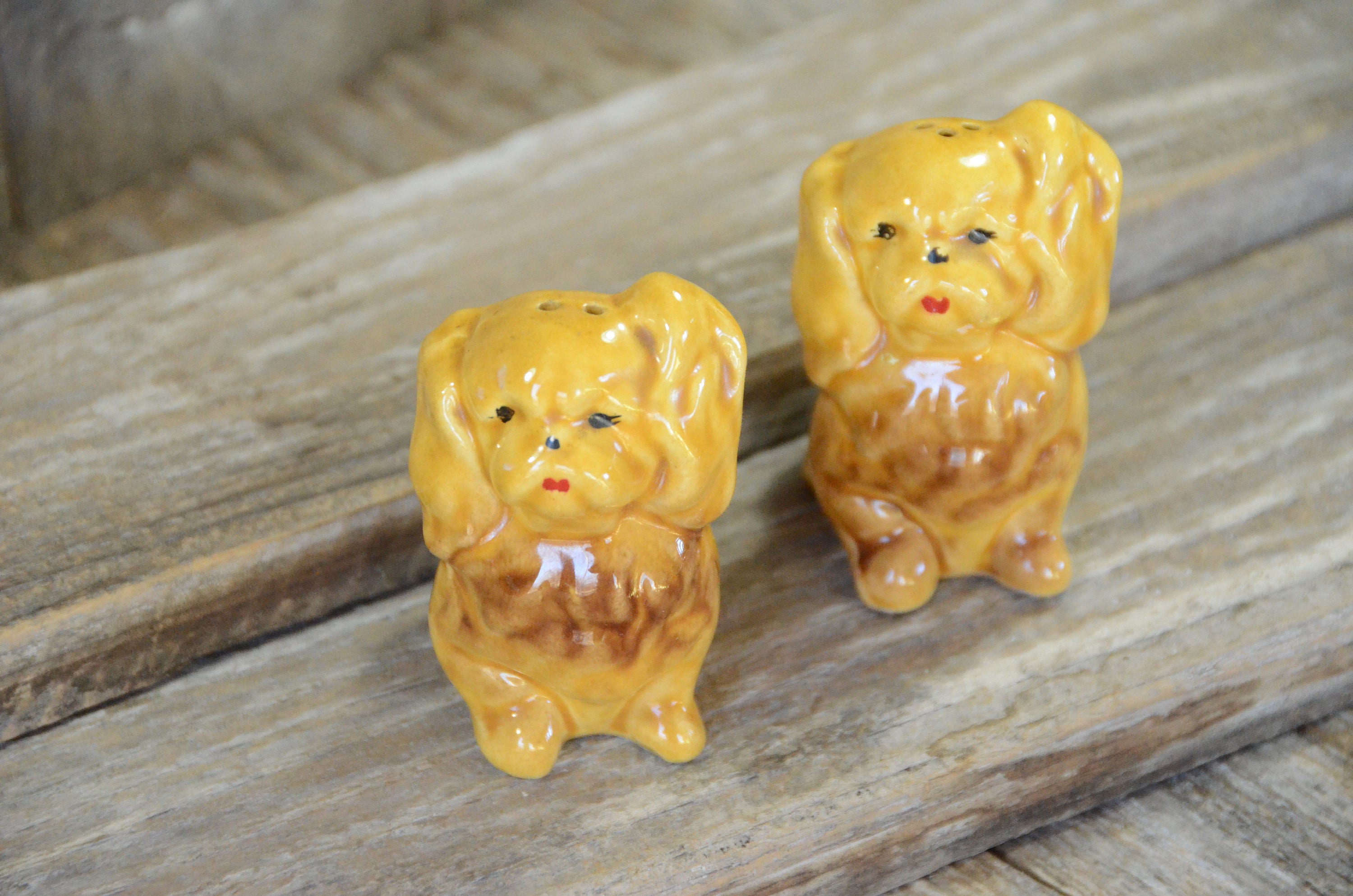 Vintage Dog Salt & Pepper Shakers Lady and the Etsy