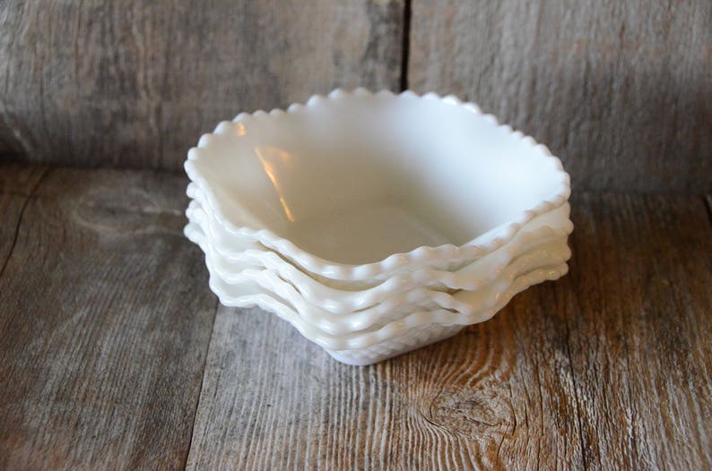 Fenton Diamond Lace Milk Glass Candy Dishes Set Of Four Etsy
