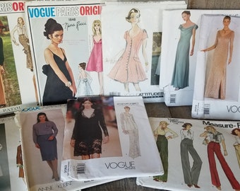 Vintage Vogue Fashion Patterns Designer Collection, Paris Original, Jean Patou, Nina Ricci, Sybil Connolly, Anne Klein, Seamstress, Tailor