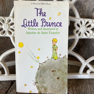 Vintage Book &quot;The Little Prince&quot; 1971, Antoine De Saint-Exupery, Harcourt-Brace-World NY, Paper Back Book , Translated French/English-Woods