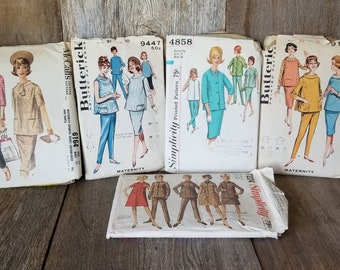 Vintage 1960s Maternity Sewing Patterns, Misses Size 10-14