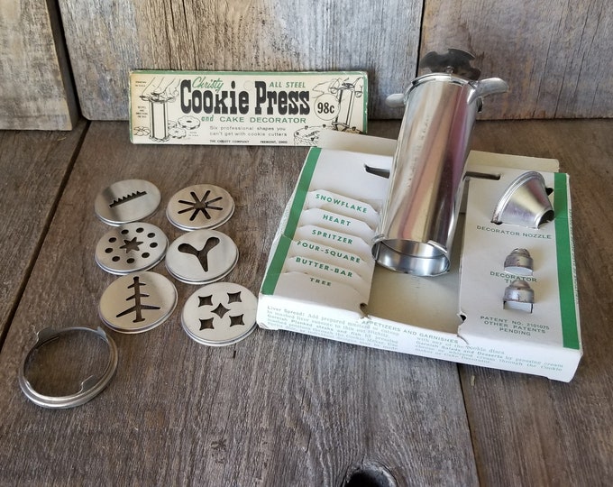 Vintage Cookie Press Kit, Six Professional Shapes, the Christy Company