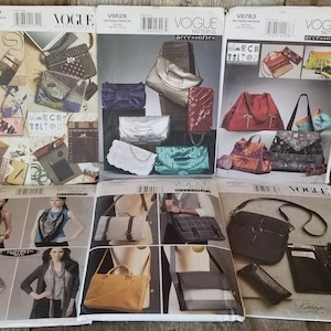 Vintage Vogue Patterns, Accessories Messenger Purse/Hand Bag/Scarf/Tote/Zip Case/Clutch Bag/Eyeglass Case/Journal Cover, Tailor, Seamstress