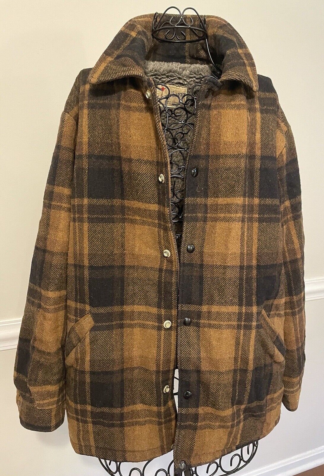 Men's WOOL Jacket Sheepskin Lined Coat Shearling Lined LAND Men's WOOL Jacket Sheepskin Lined Coat Shearling Lined LAND
