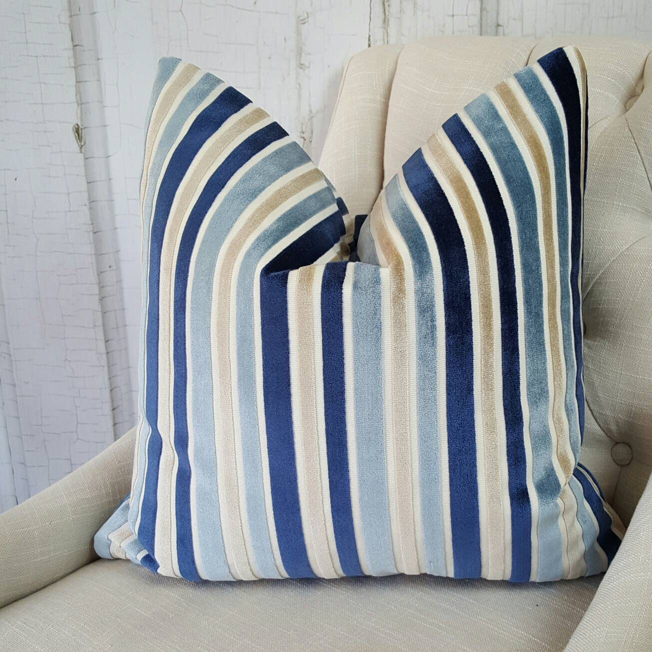 Blue Velvet Pillow Cover Euro Pillow Sham Living Room Accent Etsy