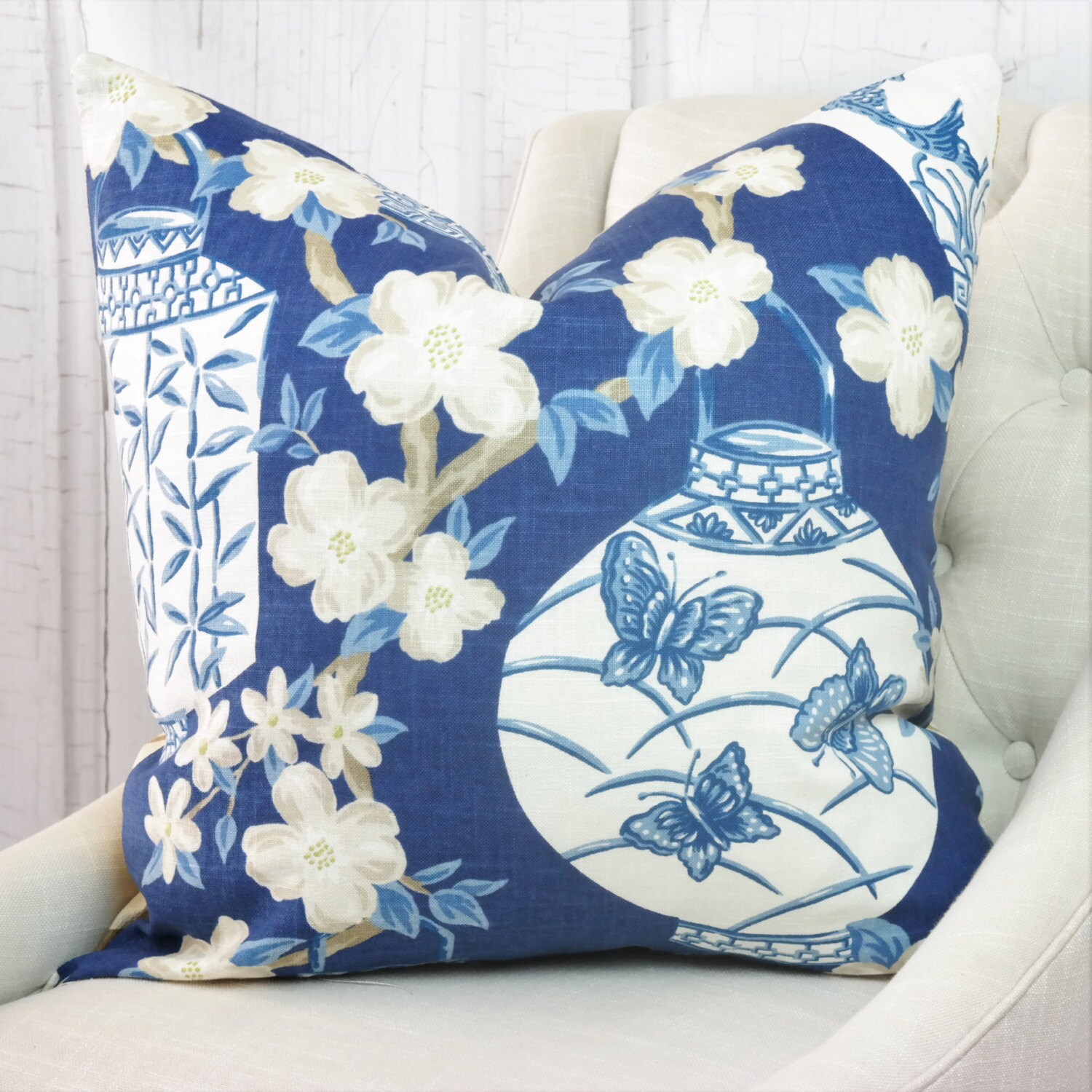 Blue Asian Pillow Cover Decorative Throw Pillows Sofa Cushion Etsy