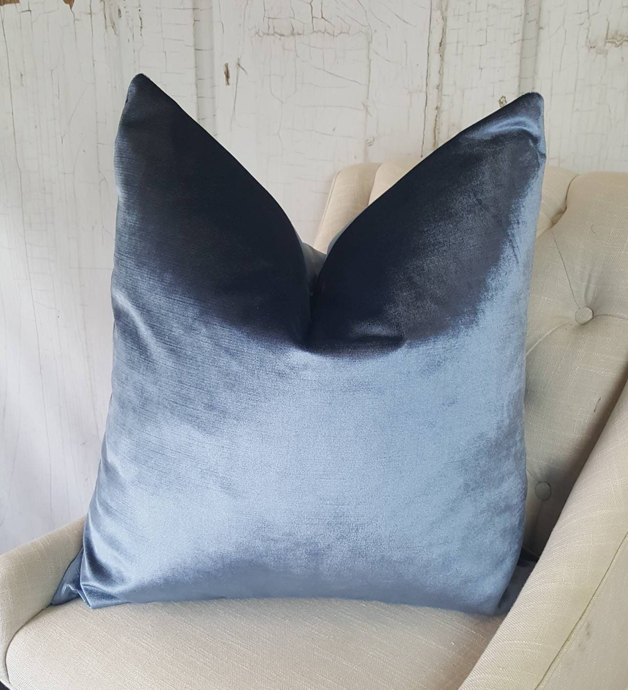 Blue Velvet Pillow Covers Blue Pillows 26x26 Pillow Cover 22 Etsy