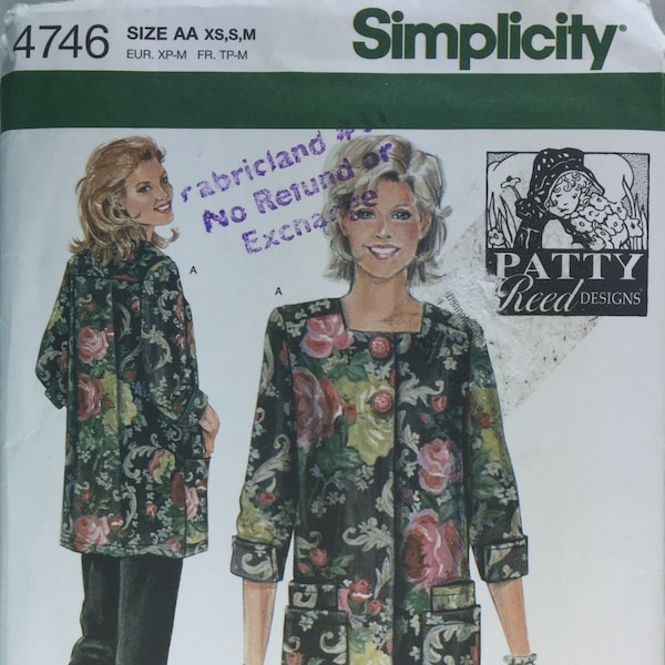 Simplicity 4746, Apron, Section Bag, Pants, Patty Reed Design, sizes XS to M, Craft Organizer, Multi Pocket Apron,  Uncut Sewing Pattern