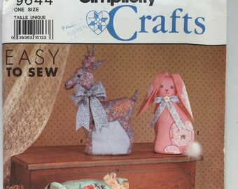 Simplicity 9644 Crafts Decorative Pattern for Stuffed Cat, Pig, Rabbit, Goose, & Deer Pattern uncut