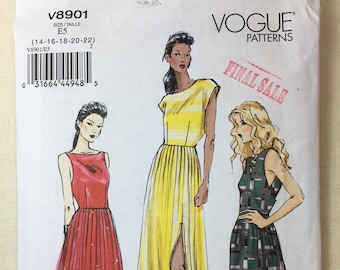 Fitted Flared Dress, Vogue V8901, Summer Dress, No side Seams, Lined Bodice, Pleated Skirt, Lined Skirt, Sizes 6-8-10-12-14, Uncut