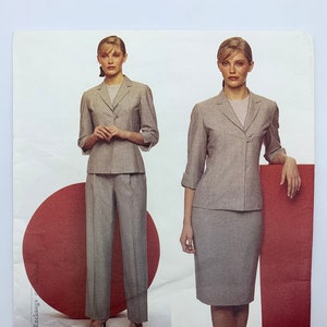 Vogue 2461, Loose-fitting Jacket, Lined, Hip Length Princess Seams Button Loop, Semi-fitted Skirt, Straight-legged Pants, Size 6-8-10, Uncut