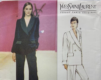 Vogue 2360, Jacket and Pants, Yves Saint Laurent, Loose-fitting, Lined, Straight Pants, Sizes 6-8-10, Uncut Sewing Pattern