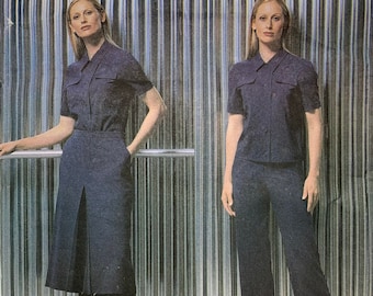 Vogue 2587, Calvin Klein, Culottes, Loose Jacket, Semi-fitted Pant, Pleats, Lined, Sizes 6-8-10, Uncut Pattern