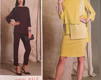 Vogue V1516, Tom and Linda Platt, Pullover Tops, Fitted Pants, Overlay Top, Sizes 6-14, UNCUT Pattern