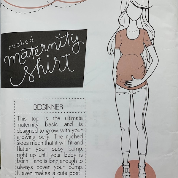 Rushed Maternity Shirt, Megan Nielsen, Short or Long Sleeves, MN1006, Sizes XS-XL, Uncut Sewing Pattern