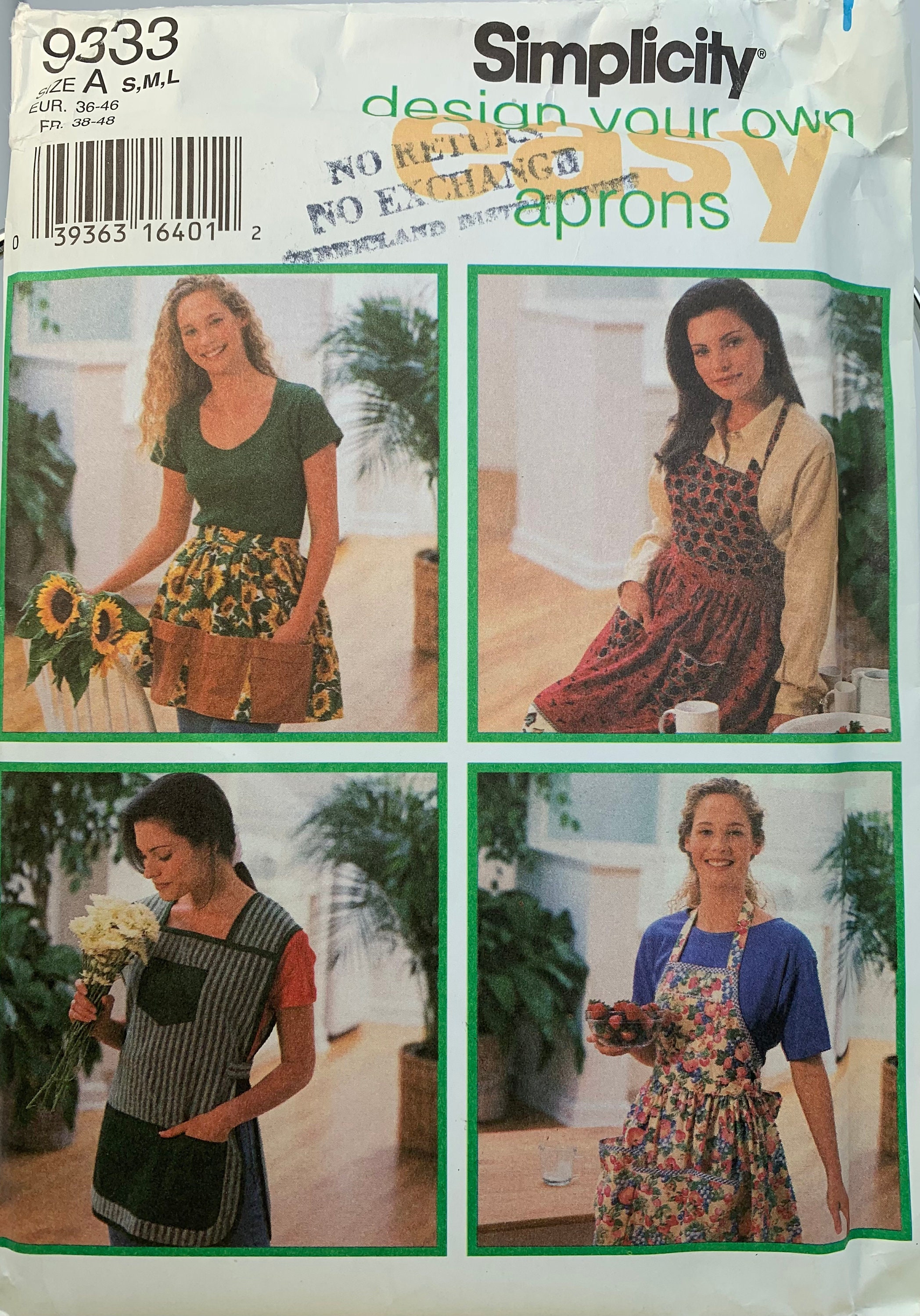 Simplicity 9333 Design Your Own Apron Tabard Apron Bib 