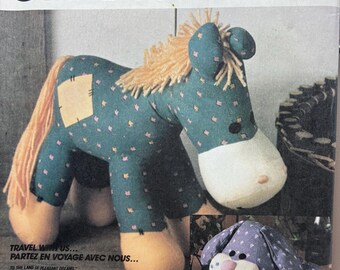 McCall's 3212, Snips the Dog, Bobbin the Horse, Pleasant Dreams Stuffy, Uncut Sewing Pattern