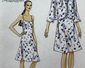 Vogue V8490, Lined Dress, Fitted Dress, Mid-Knee Length, Lined Jacket, Sizes 8-10-12-14-16, Uncut Pattern