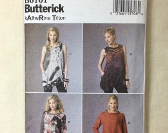 Butterick B6101, Misses' Pullover Tunic, Loose-fitting Tunic, Sleeve Variations, Sizes Xsm-Sml-Med,  Katherine Tilton, Uncut Sewing Pattern