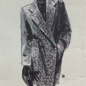 Vogue 1935, Coat Pattern, Loose-fitting Coat, A-line, Double-breasted Coat, Notched Collar, Extended Shoulders, Size 10, Uncut Pattern image 3