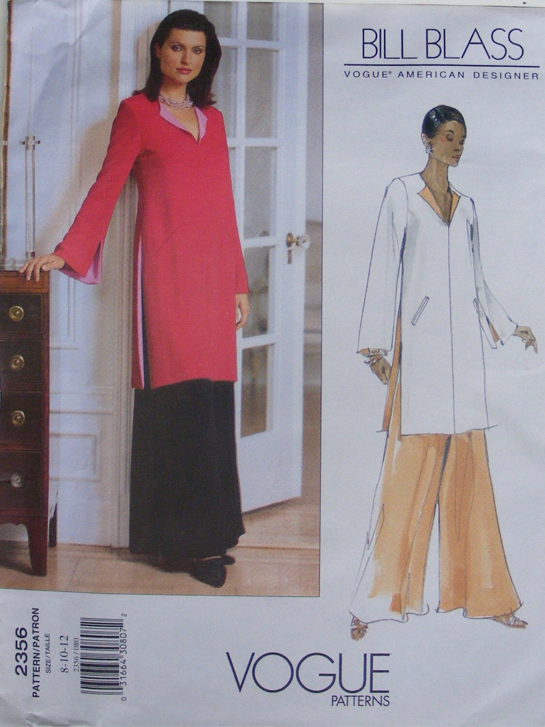 Lined Tunic Vogue 2356 Contrast Lining Wide Leg Pants Bill - Etsy