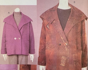 Vogue 7473, Loose-fitting Jacket, Marcy Tilton, Wide Collar, A-line Jacket, Pockets, Sizes 8-14, Uncut Sewing Pattern