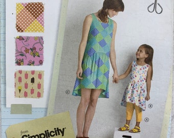 Simplicity 1892, Lisette Design, Mom and Daughter Dress, Cropped Pants, Sleeveless, Sizes 3 to XL, Uncut Sewing Pattern