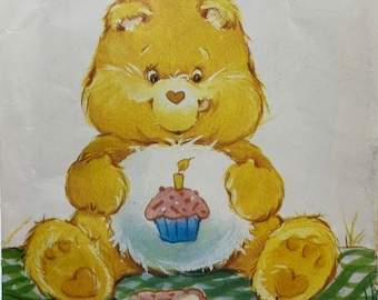 Butterick 6229, Care Bears Pattern, Birthday Bear, Size 17 ", Vintage 80's Pattern, Stuffed Toy, Uncut Sewing Pattern