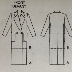 Vogue 1935, Coat Pattern, Loose-fitting Coat, A-line, Double-breasted Coat, Notched Collar, Extended Shoulders, Size 10, Uncut Pattern image 6