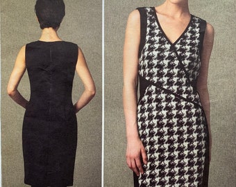 Vogue V1407  DKNY Donna Karan Dress Very Close Fitting Armhole Bands Exposed Back Zipper Sizes 6-8-10-12-14 Uncut Sewing Pattern