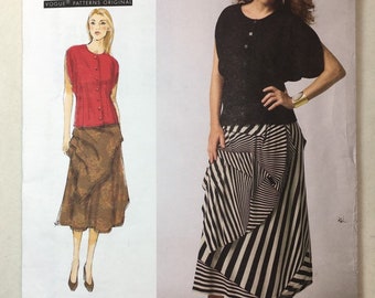 Vogue V1333, Skirt and Blouse, Sandra Betzina, Loose Fitting, Shaped Sleeve, Underarm Drape, Drape Skirt, Sizes 32-55, Uncut Sewing Pattern