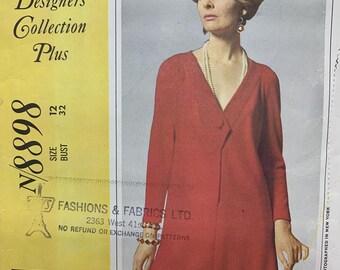 Pauline Trigere McCall's 8898 Bias Dress Sewing Pattern, Size 12, Uncut Pattern