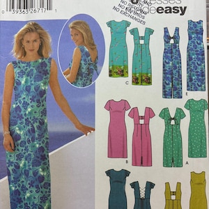 Simplicity 5496, robe d'été, deux longueurs, différentes variations de corsage, tailles 14-20, patron de couture non coupé