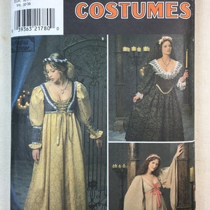 Simplicity 8192, Renaissance Gown, Medieval Costume, Laced Bodice, Headband, Uncut Sewing Pattern, Sizes 4-6-8