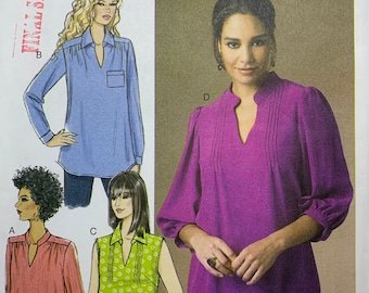 Butterick B5997 Plus Size Top Loose-fitting Pullover Top Shaped Hemline Pleated Front Sizes 18W-24W Uncut Sewing Pattern