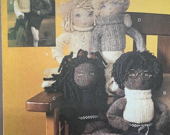 Vogue 7535, Sock Dolls, Six Dolls, Clothes from Socks, 18 Inch Doll, Uncut Sewing Pattern, Linda Carr Design