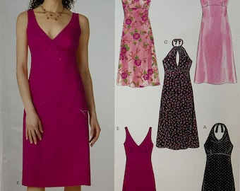 New Look 6375, Summer Dress, V-neck, Six Variations, Halter Top, Sizes 6-16, Uncut Sewing Pattern