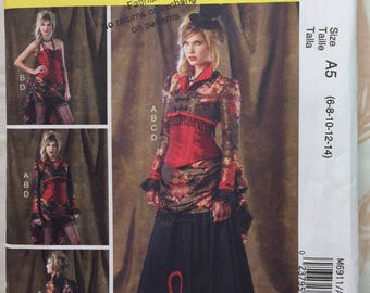 McCall's M6911 Misses' Bolero, Corset, Skirt and Overskirt Steampunk Costume Sizes 14-22 Uncut Sewing Pattern
