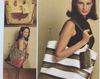 Vogue V8568, Large Bag, Purse, Contrast Handle, Contrast Sections, Zipper Pockets, Uncut Sewing Pattern