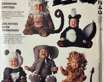 Toddler Costume Sewing Pattern, Elephant, Lion, Monkey, Panda, Skunk (Size 4) Uncut