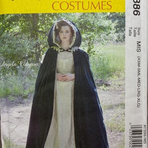 McCall's M7886, Hooded Cape, Lined, Gathered to Neckband, Period Costume, Sizes XSM-XLG, Uncut Sewing Pattern
