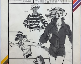 Stretch and Sew 1001, Vintage Jacket, Shorts, 70's Vintage, Hooded Jacket, Ribbed, Sizes 28 to 44, Uncut Master Pattern