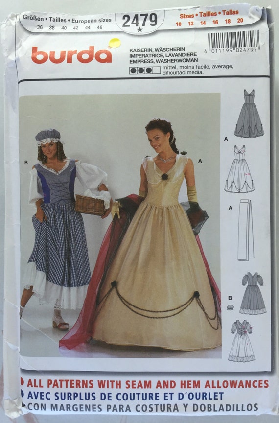 Burda 2479 Costume Princess Empress Washerwoman Etsy