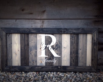Hand Painted Last Name Wood Sign – Established Family Name – Personalized Rustic Farmhouse Wall Decor – Custom Wedding Gift