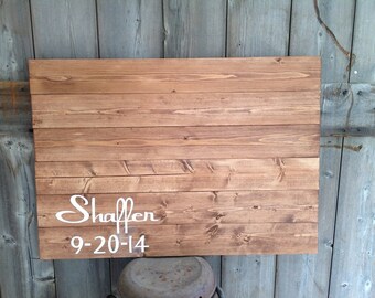 Rustic Wood, Rustic Guest Book, Wood Guest Book, Personalized, Guest book Sign, Guest Book With last name and date,