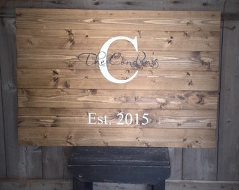 Personalized Last Name Wood Sign, Established Wedding Gift