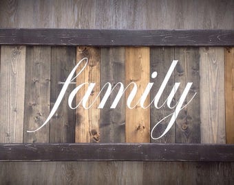 Large Distressed Wood Family Sign: Farmhouse Decor